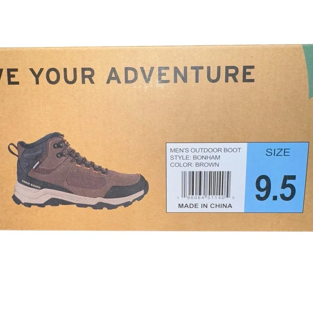 Eddie Bauer Men’s Bonham Hiking Boots Size 9.5 Brown Waterproof Leather NWT